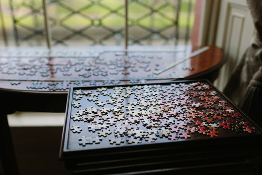Jigsaw Puzzle on a Table