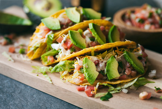 Tacos: Ground Beef Tacos With Salsa And Avocados