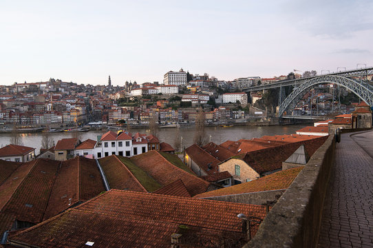 Roofs of wine cellars in Gaia, Oporto