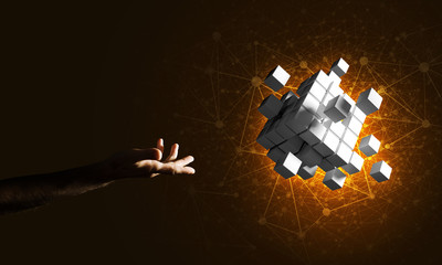Idea of new technologies and integration presented by cube figure