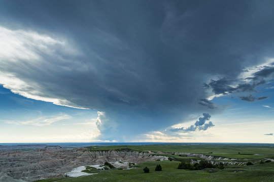Storm clouds over Badlands National Park, South Dakota