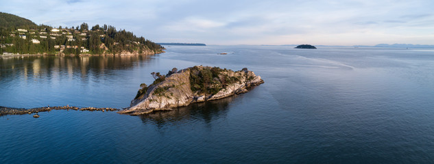 Aerial panoramic view of Whytecliff park in Horseshoe Bay, North Vancouver, British Columbia, Canada.