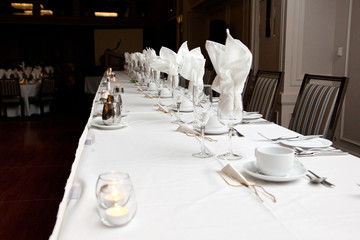 long empty table for reception or dining
