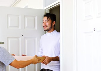 Delivery servicing from door to door concept.