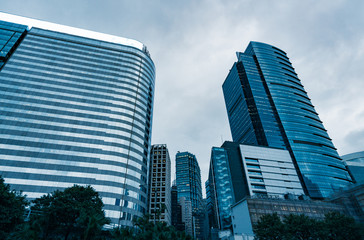 architectural complex against sky in downtown hong kong,china.