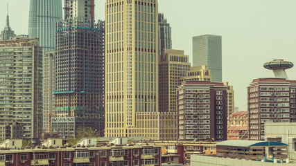 Obraz premium architectural complex against sky in downtown tianjin,china.