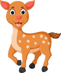 cute mousedeer cartoon standing with laughing
