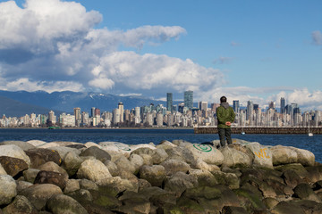Fototapeta na wymiar Downtown Vancouver viewed from Jericho Beach, BC, Canada.