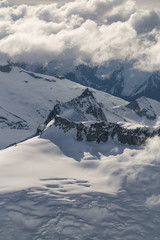 Rocky Mountain Peaks on a remote Glacier in British Columbia, Canada.