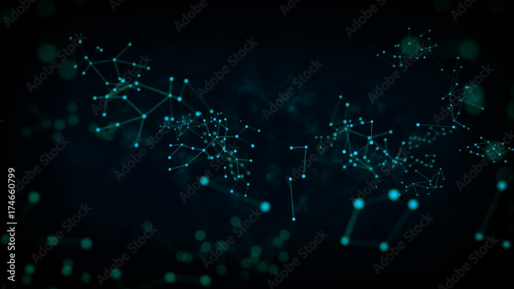 Poster abstract dark background dot circle with connection for futuristic network cyber connect concept wit
