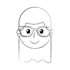 Obraz na płótnie Canvas cartoon happy young girl with glasses teacher day