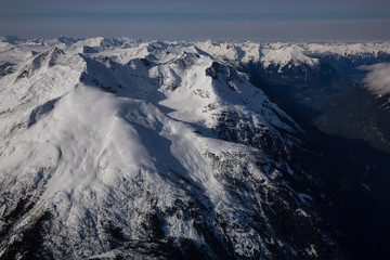 Fototapeta na wymiar Aerial landscape view of the mountains. Taken far remote North West from Vancouver, British Columbia, Canada.