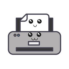 kawaii printer machine icon over white background vector illustration