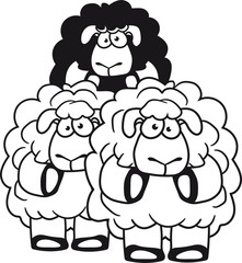 team paar gruppe freunde party schwarzes schlecht versager familie ängstlich lustig klein süß niedlich comic cartoon schaf ziege wolle bauer bock müde cool