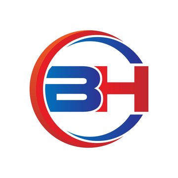 bh logo vector modern initial swoosh circle blue and red
