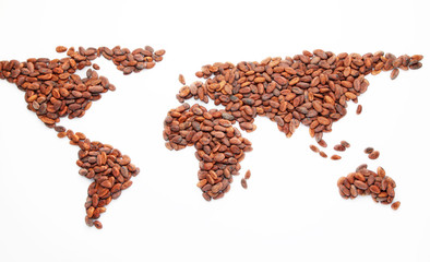 cocoa beans world map