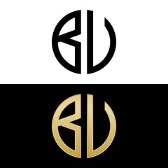 bu initial logo circle shape vector black and gold