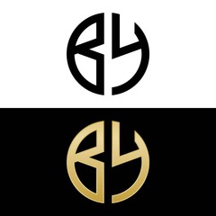 by initial logo circle shape vector black and gold