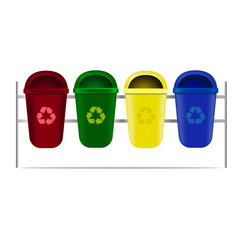  Set of recycle bins for trash or garbage. Vector icons