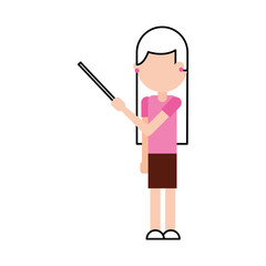 cartoon teacher with pointer standing vector illustration