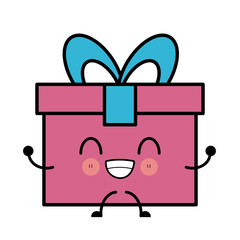 Gift box isolated cute kawaii cartoon icon vector illustration design