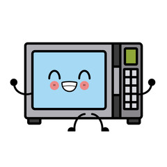 Microwave kitchen appliance cute kawaii cartoon icon vector illustration design