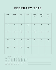 February 2018 desk calendar vector illustration