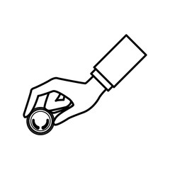 Hand with Coin money isolated icon vector illustration graphic design