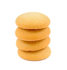 Stack of ginger biscuits , butter cookies stack isolated on white background