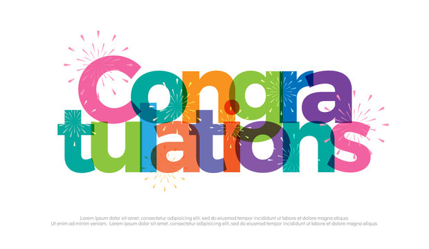 Congratulations Colorful With Fireworks On White Background. Congratulations Logo Design For Poster Banner Template. Vector Illustrator