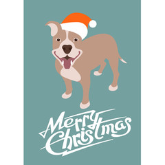 merry christmas happy new year dog card vector illustration flat style