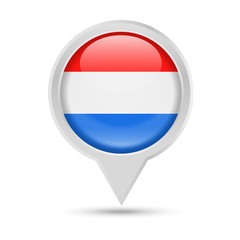 Netherlands Flag Round Pin Vector Icon