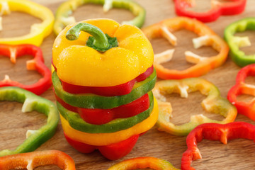 Sliced bell peppers. Dieting concept.