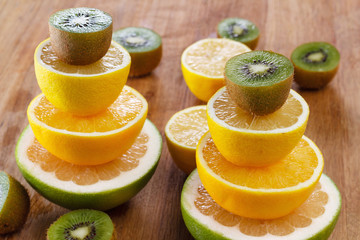 Citrus fruits, orange, lemon, grapefruit