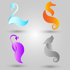 set of animal logos