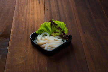 raw thick white noodle