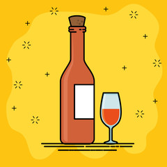 red wine and wineglass cartoon