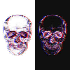 Illusion. Electro skull. Hand-drawn style.