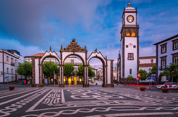 Fototapeta na wymiar Portas da Cidade - the city symbol of Ponta Delgada in Sao Miguel Island in Azores, Portugal