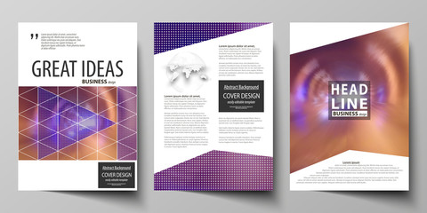 Business templates for brochure, magazine, flyer, booklet, report. Cover template, easy editable vector, abstract flat layout in A4 size. Bright color colorful design, beautiful futuristic background.