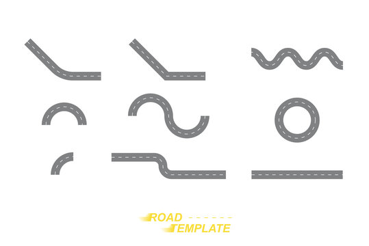 Template is meandering, smooth and round the road on a white background. Flat vector illustration EPS 10