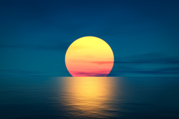 superbe coucher de soleil sur l& 39 océan