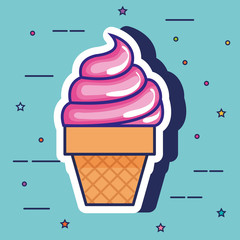 delicious ice cream pop art style vector illustration design