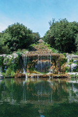 Fototapeta na wymiar Waterfall from gardens Royal Palace to Caserta