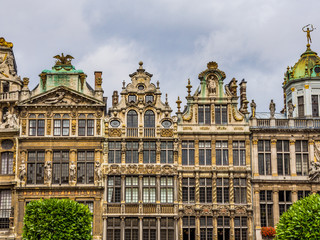 Fototapeta na wymiar Guildhalls in the Grand Place of Brussels, Belgium.