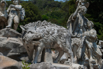 Sculpture of Boar to Royal Palace gardens in Caserta