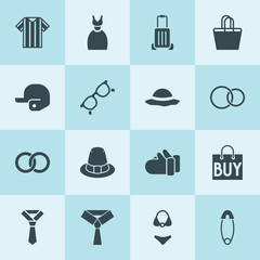 Simple 16 set of fashion filled icons