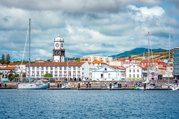 Beautiful view of Ponta Delgada city in Sao Miguel Island, Azores, Portugal