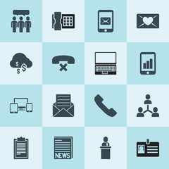 Simple 16 set of communication filled icons