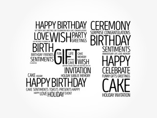 Happy 51st birthday word cloud collage concept